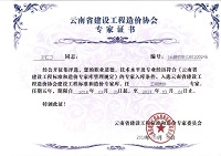 云南省造价协会专家证书2